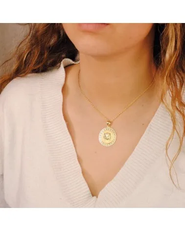 Medalla oro 18k Medusa greca calada 27mm