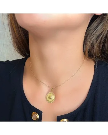 Medalla oro 18k Medusa greca calada 27mm