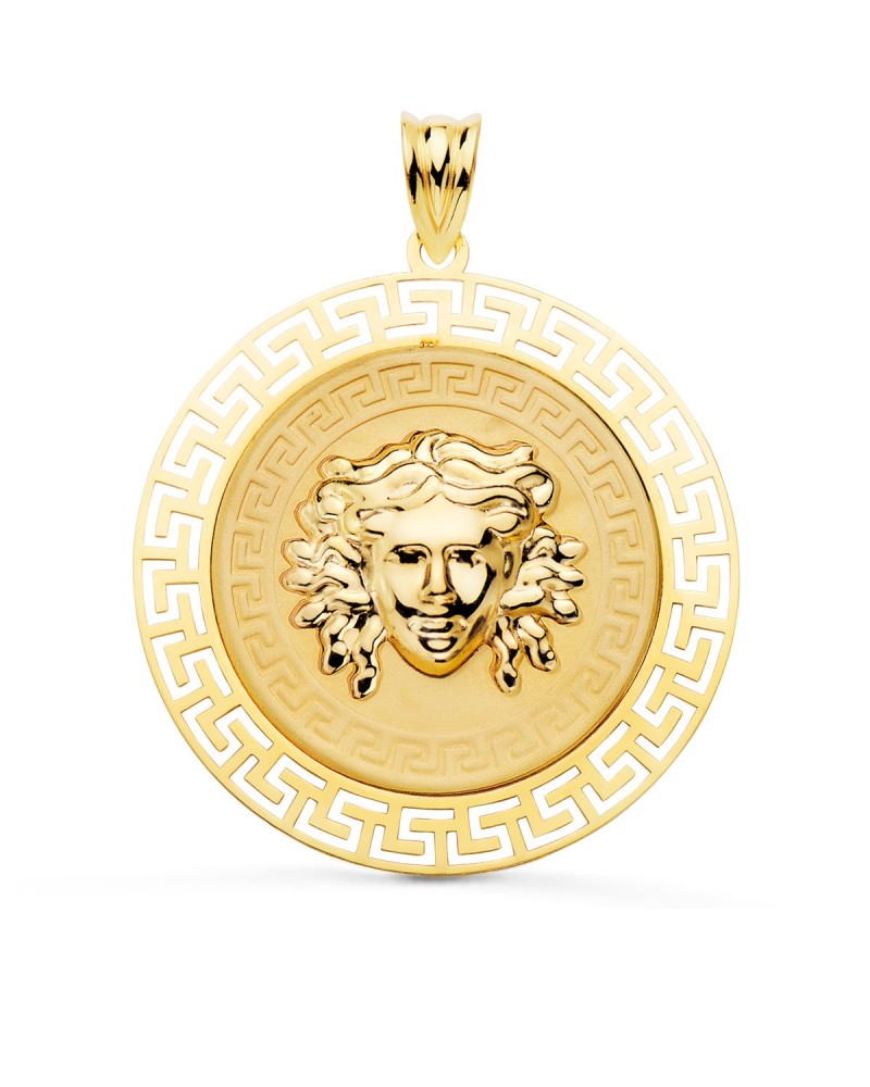 Medalla oro 18k Medusa greca calada 33mm