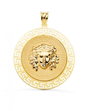Medalla oro 18k Medusa greca calada 33mm