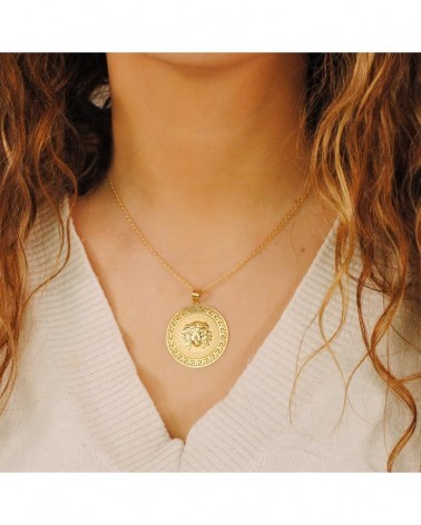 Medalla oro 18k Medusa greca calada 33mm
