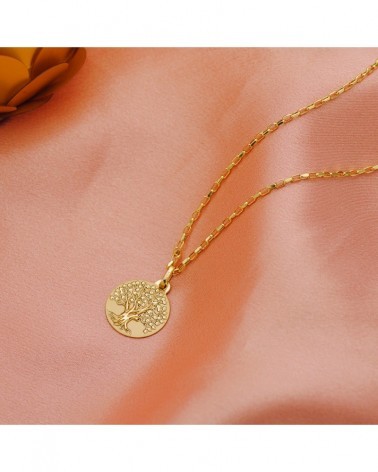 Medalla oro 18k árbol de la vida matizada 16mm