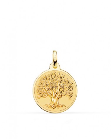 Medalla oro 18k árbol de la vida 18mm
