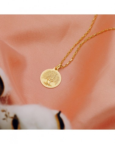 Medalla oro 18k árbol de la vida 18mm