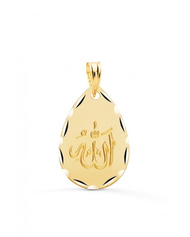 Medalla oro 18k Alá oval tallada 22x14 mm