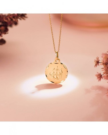 Medalla oro 18k Alá símbolo religioso 16mm