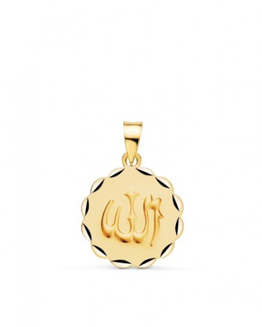 Medalla oro 18k Alá tallada 16mm