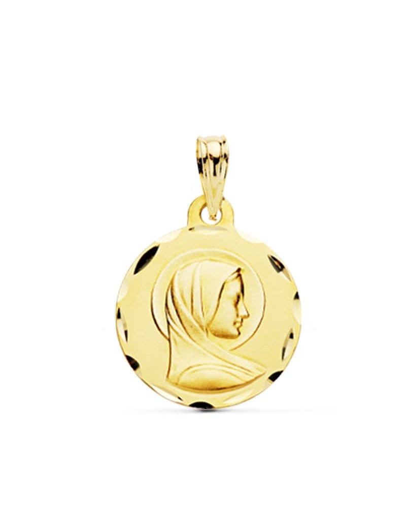 Medalla oro 18k Virgen María francesa 16 mm