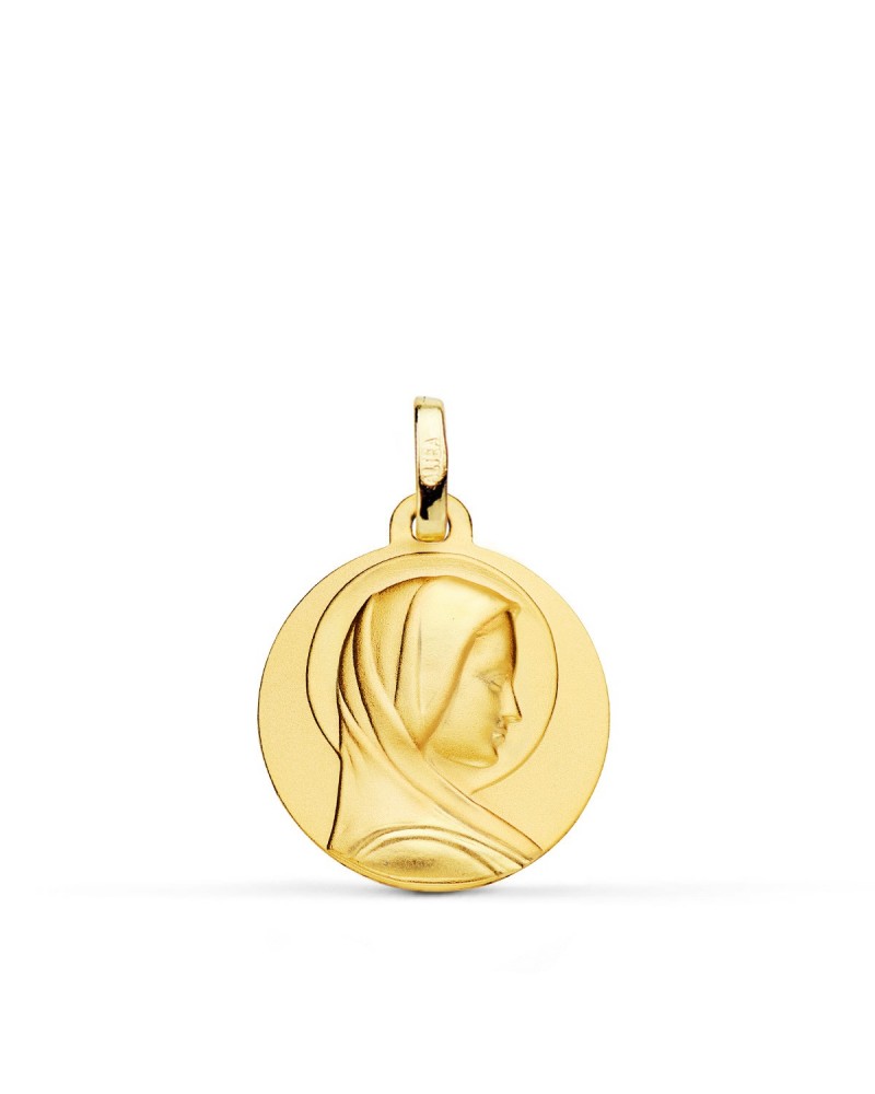 Medalla oro 18k Virgen María francesa 14mm