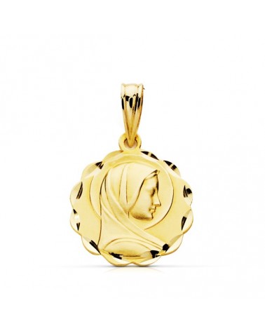 Medalla oro 18k Virgen Niña 16x14 mm