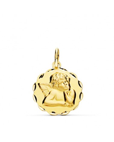 Medalla ángelito burlón oro 18k 14 mm