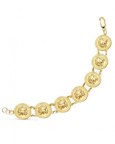Pulsera oro 18k medallones Medusa 20 mm