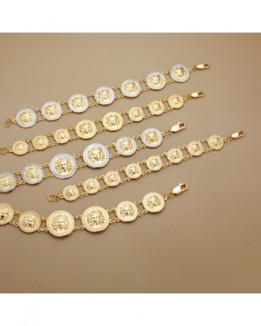 Pulsera oro 18k medallones Medusa 20 mm