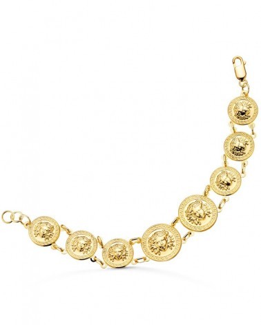 Pulsera oro 18k medusas talladas 20,5 cm
