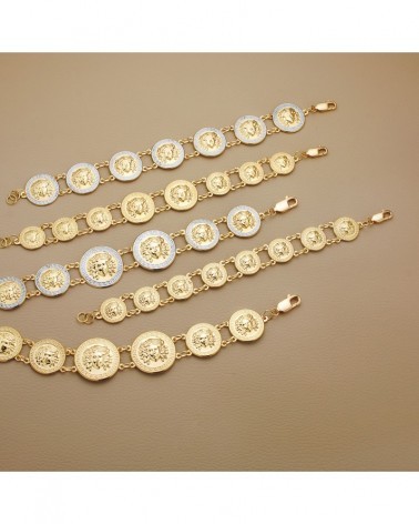 Pulsera oro 18k medusas talladas 20,5 cm