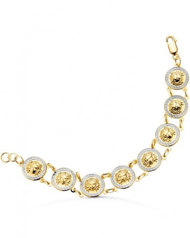 Pulsera oro 18k bicolor medusas redondas 19cm