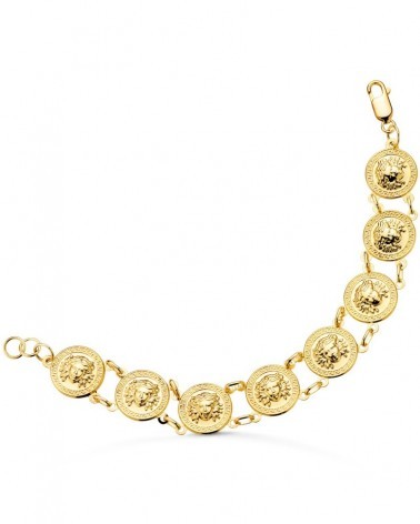 Pulsera oro 18k bicolor medusas redondas 19cm