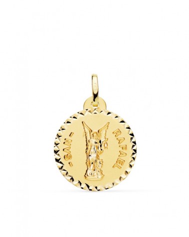Medalla San Rafael oro 18k tallada 20 mm