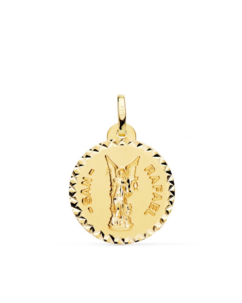 Medalla San Rafael oro 18k tallada 20 mm