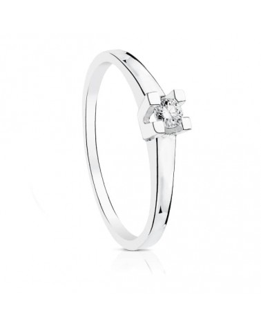 Solitario oro blanco 18k diamante brillante 0,10 quilates