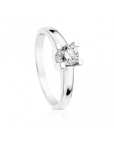 Solitario oro 18k blanco diamante 0.30 quilates
