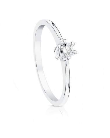 Anillo oro blanco 18k solitario diamante 0,10 quilates