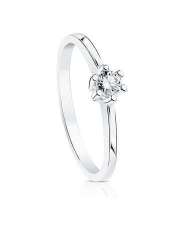 Anillo solitario oro blanco 18k diamante 0,15 quilates