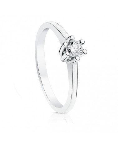 Solitario oro blanco 18k diamante brillante 0,20 quilates
