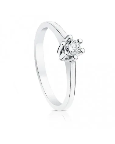 Solitario oro blanco 18k diamante brillante 0,20 quilates