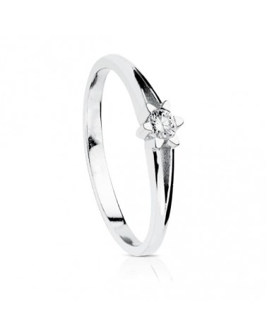Anillo solitario oro blanco 18k diamante 0,10 quilates