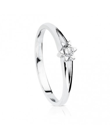 Solitario oro blanco 18k diamante brillante 0,15 quilates