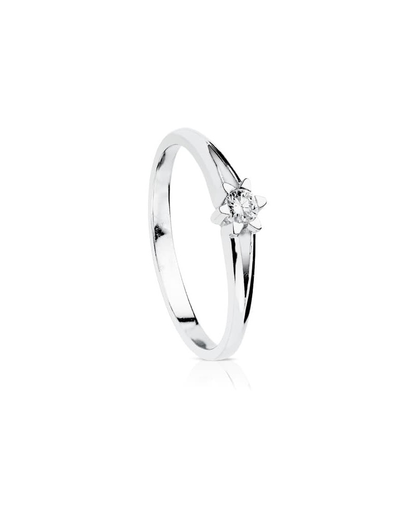 Solitario oro blanco 18k diamante brillante 0,15 quilates