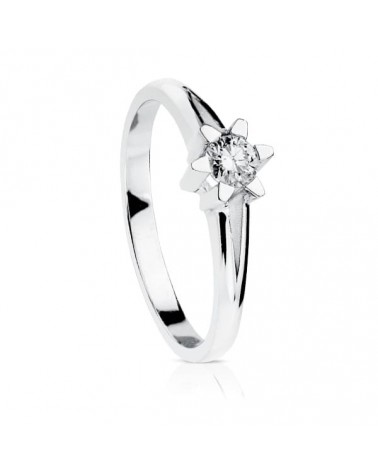 Anillo solitario oro blanco 18k diamante 0,20 quilates