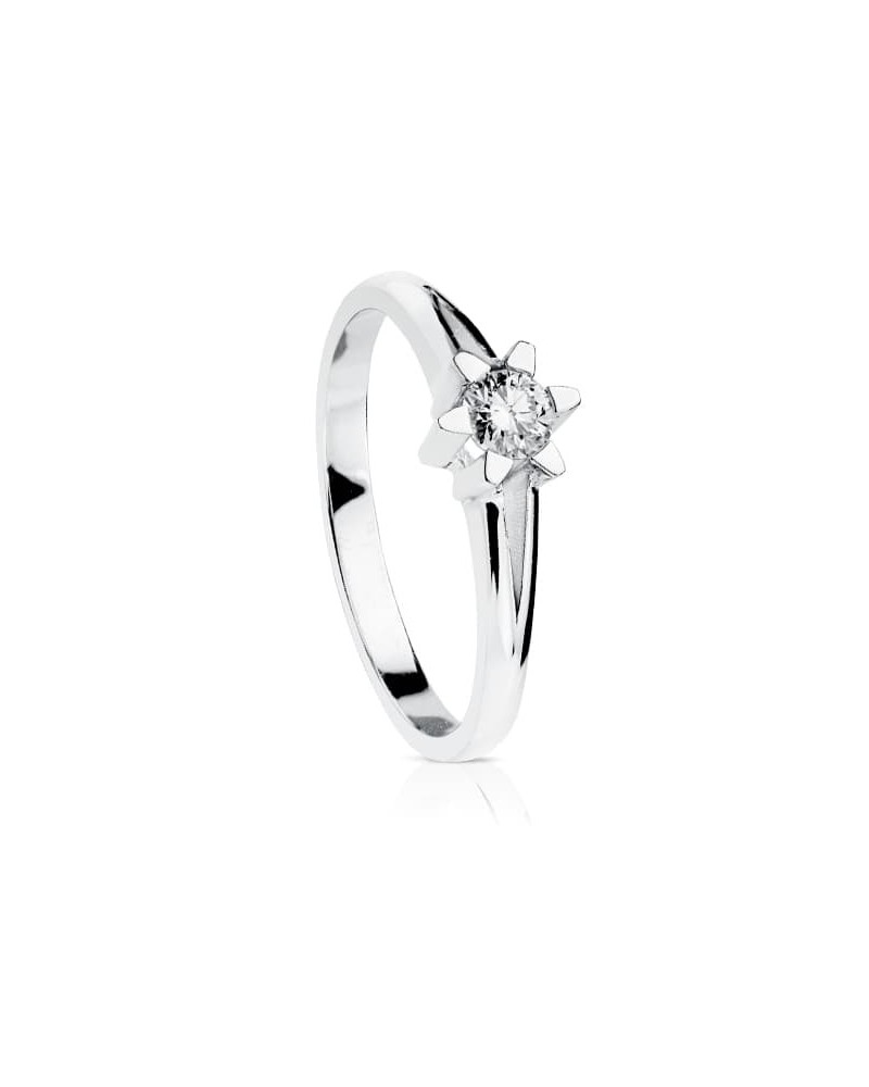 Anillo solitario oro blanco 18k diamante 0,20 quilates
