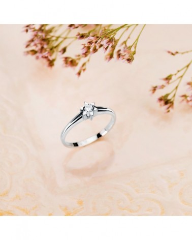 Anillo solitario oro blanco 18k diamante 0,20 quilates