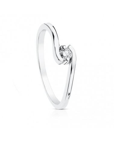 Solitario oro blanco 18k diamante natural 0,10 quilates