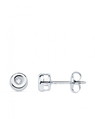 Pendientes oro blanco 18k diamantes 0,030 quilates 4,8 mm