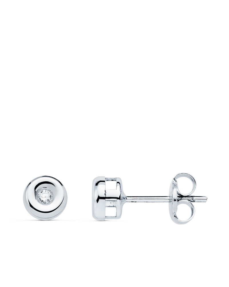 Pendientes oro blanco 18k diamantes 0,030 quilates 4,8 mm