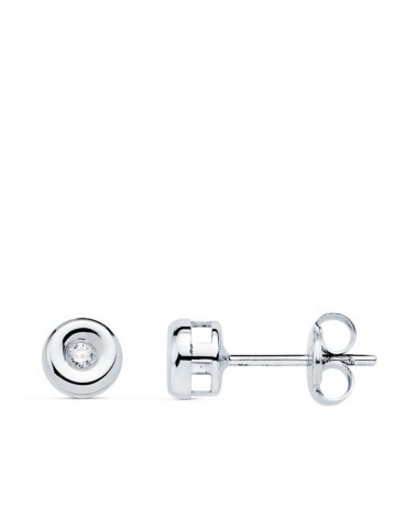 Pendientes oro blanco 18k diamantes 0,030 quilates 4,8 mm