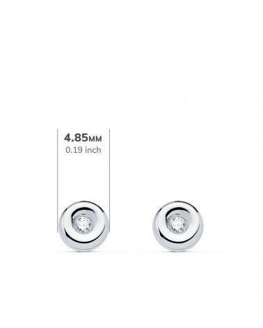 Pendientes oro blanco 18k diamantes 0,030 quilates 4,8 mm