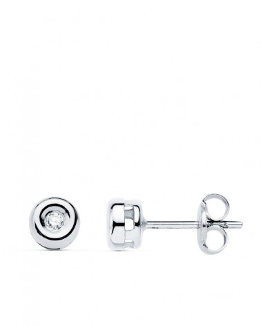 Pendientes oro 18k blanco diamante laboratorio chatón 5,5mm