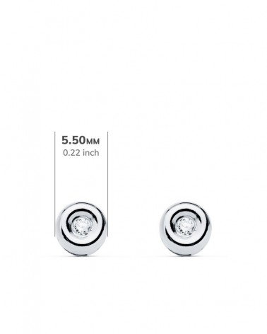 Pendientes oro 18k blanco diamante laboratorio chatón 5,5mm