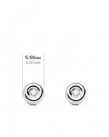 Pendientes oro 18k blanco diamante laboratorio chatón 5,5mm