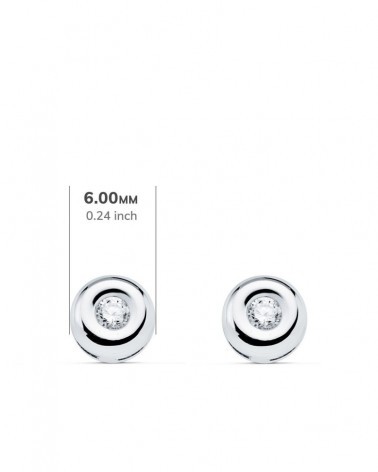 Pendientes oro blanco 18k diamante laboratorio 6mm