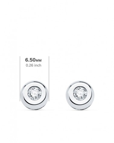 Pendientes oro blanco 18k chatón diamante laboratorio