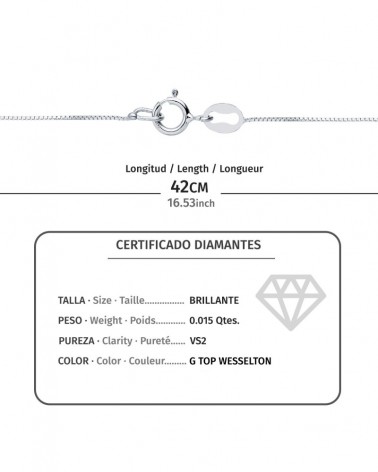 Gargantilla oro blanco 18k diamante laboratorio 42cm