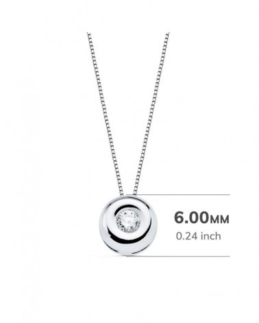 Colgante oro blanco 18k diamante laboratorio 6 mm