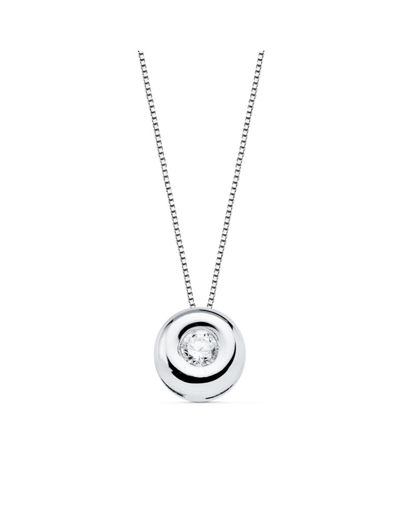 Gargantilla oro blanco 18k diamante laboratorio chatón