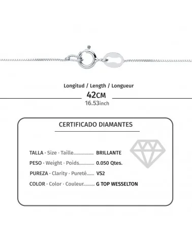 Collar oro 18k rosa diamante laboratorio 42cm