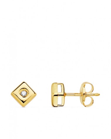 Pendientes oro 18k cuadrados diamante laboratorio 5mm
